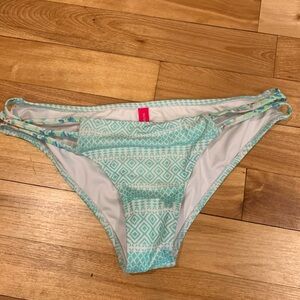 Victoria’s Secret Bikini Bottoms - Teal and White - Size Small